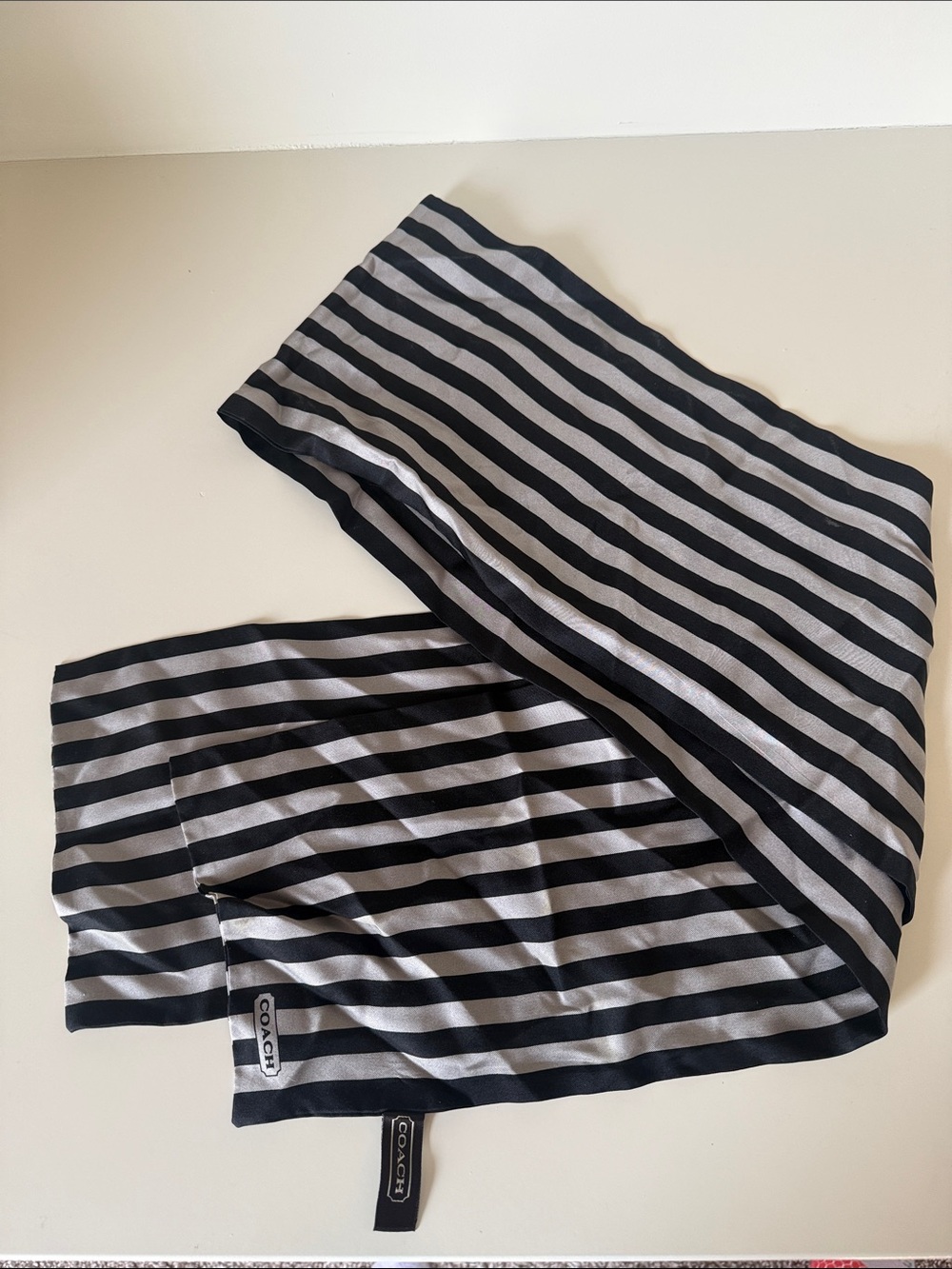 Coach Black and Gray Vertical Stripe Scarf
